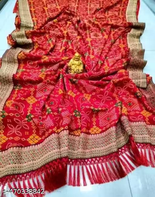 Bandhani saree yellow saree red saree georgette saree sharmili sareee lace saree