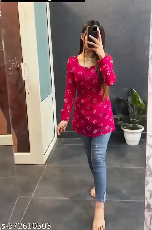 Women's Rayon bhandani print short kurt