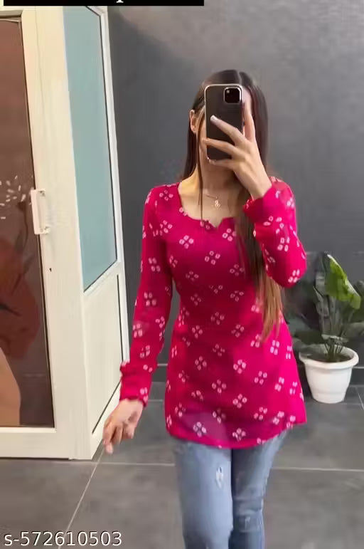 Women's Rayon bhandani print short kurt