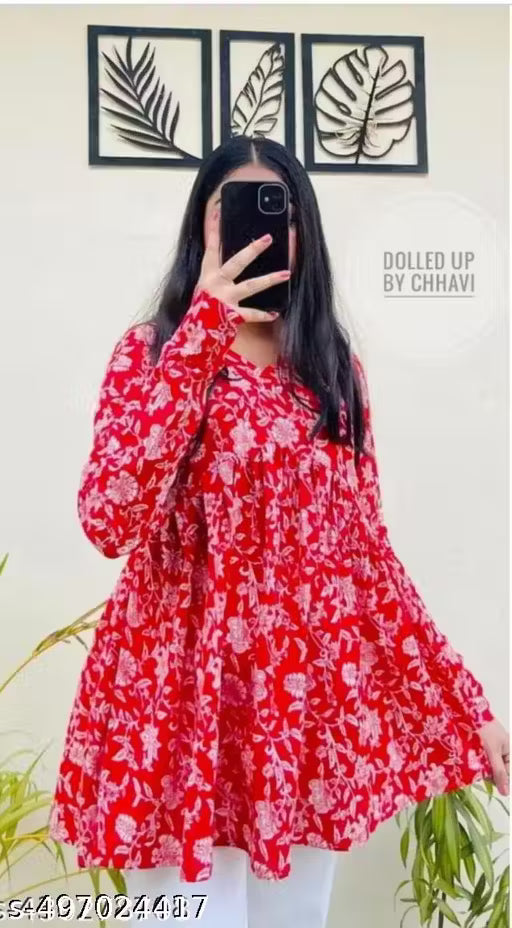 Women's rayon Jaipuri printed Kurti