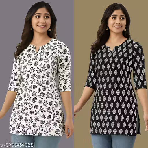 Kurti White & Black combo pack of 2