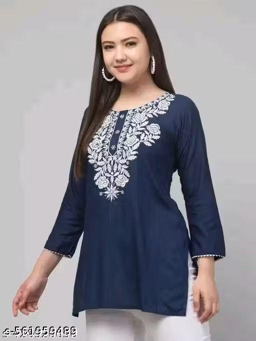 Combo Pack of 2 Stylish Blue Red Short Kurtis for Women – Double the Style, Double the Comfort