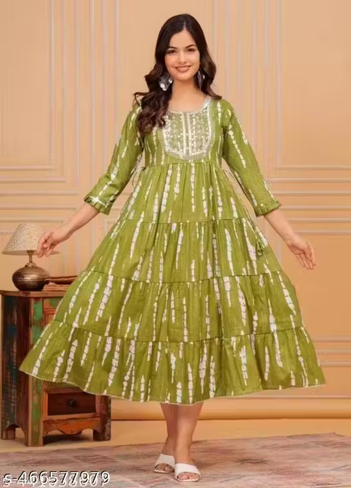 Green gown print