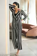 Women Comfortable Fancy Zig Zag Design Co ord Set | Casual Top and Bottom Set for Women and Girls