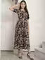 Fabflee Women's Printed Round Neck Multicolor Dresses