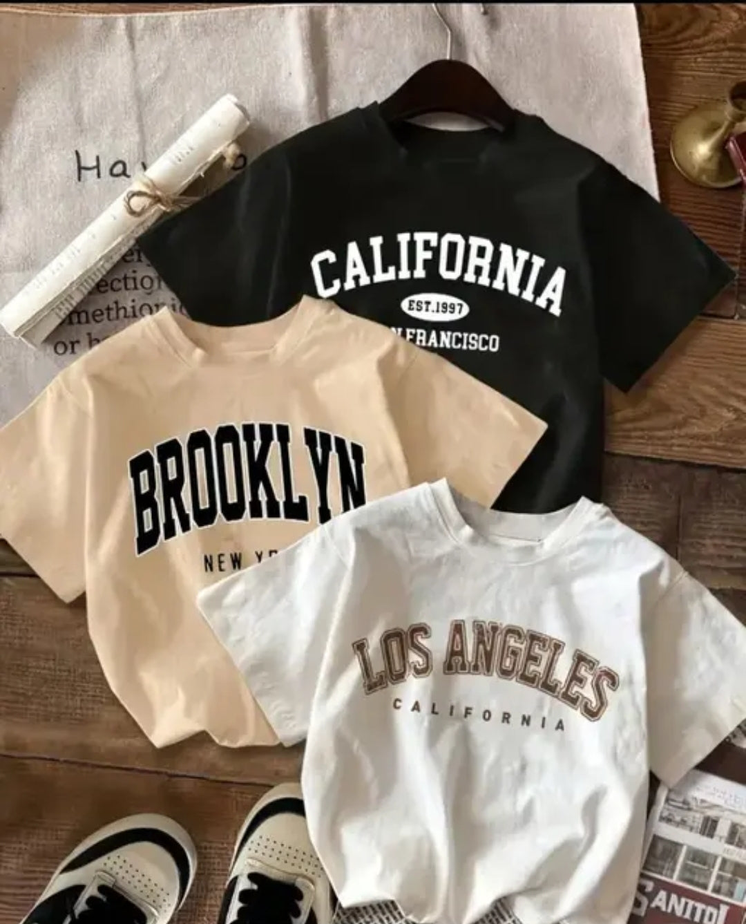 Pack of 3 Casual minimalist retro American style cropped Top Tees