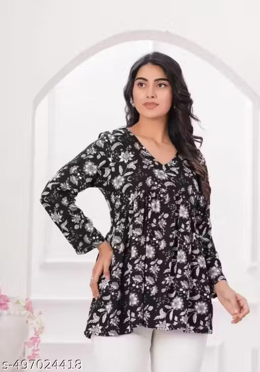 Women's rayon Jaipuri printed Kurti