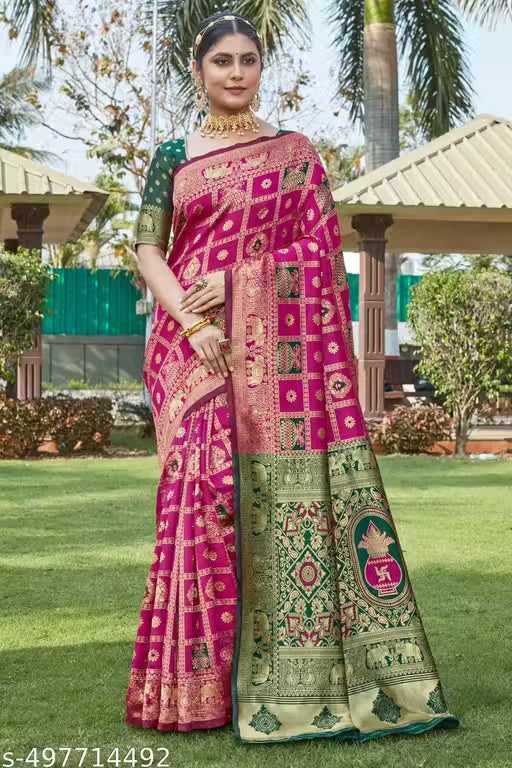 cotton silk jacquard saree with unstitched blouse