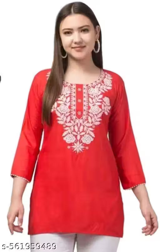 Combo Pack of 2 Stylish Blue Red Short Kurtis for Women – Double the Style, Double the Comfort