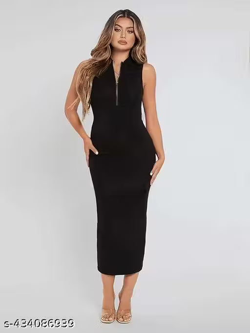 Bodycon Dress with Front Zip-Closure