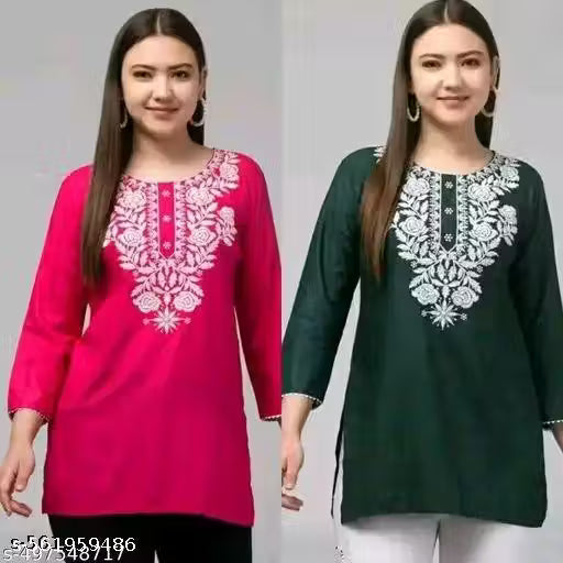 Combo Pack of 2 Stylish Pink Olive Short Kurtis for Women – Double the Style, Double the Comfort