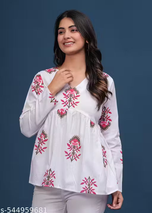 Trending Cotton Colorful Peplam Top for Women